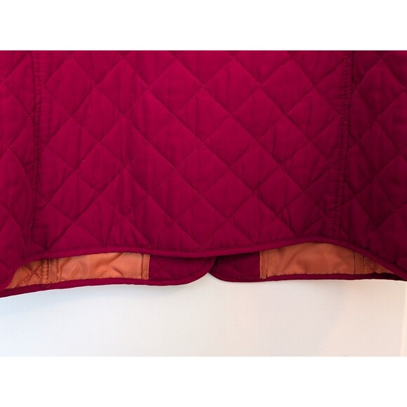J. Jill Women's Size Medium Red Orange Quilted Puffer Snap Closure Coat Jacket - Picture 5 of 9